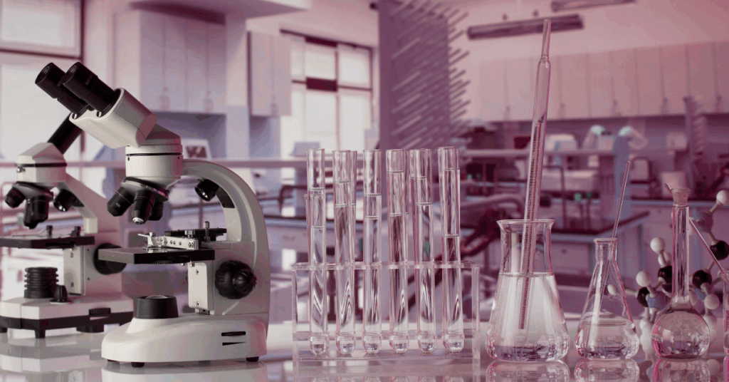 Clinical lab workbench with test tubes – LIS integration in healthcare for deterministic order mapping and reliable result filing.